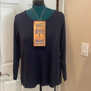 Rachel Zoe Navy Long Sleeve Top Round Neck plus 2X